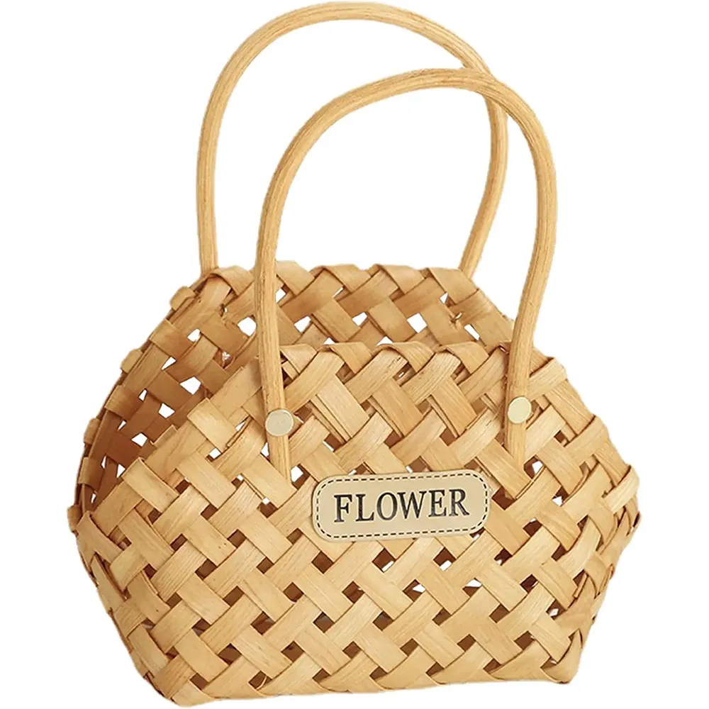 Woven Wood Flower Basket