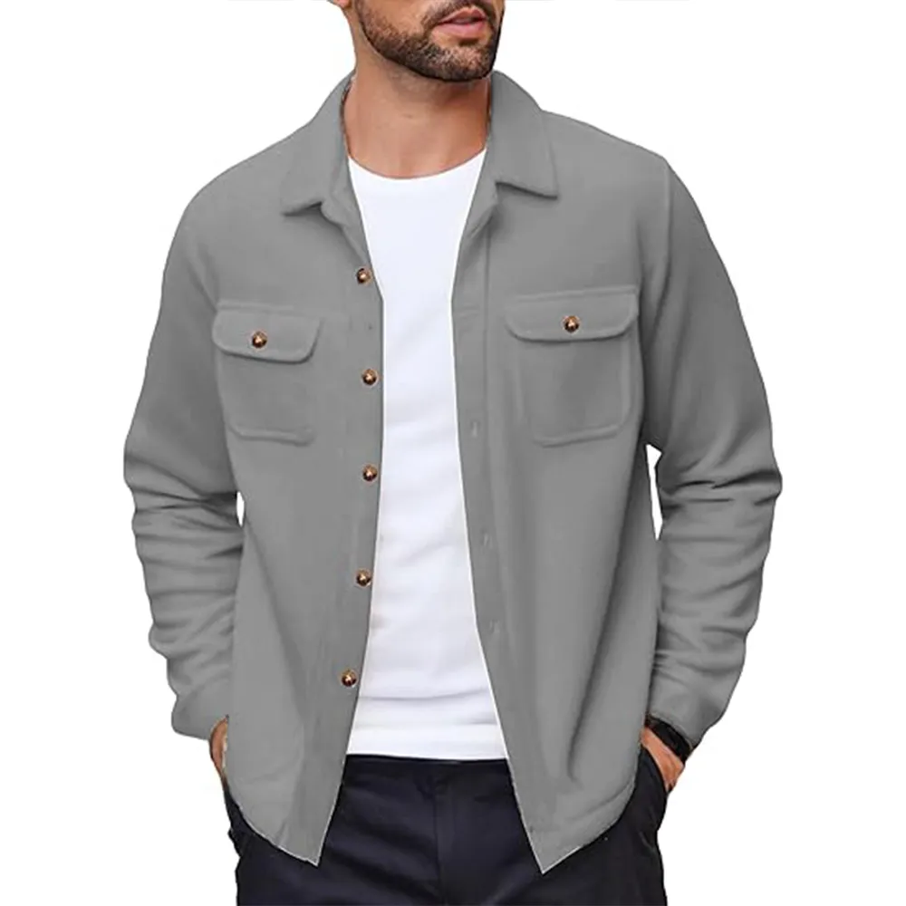 COOFANDY Men's Polar Fleece Shacket Long Sleeve